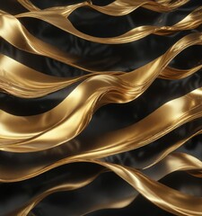 Soft abstract golden waves on black background, night, smooth