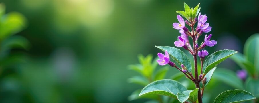 Small tree with silvery-green leaves and purple flowers, evergreen, teucrium fruticans azureum