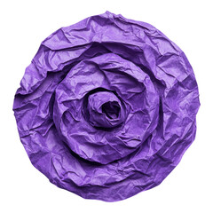 Obraz premium Purple crumpled paper spiral showcasing rough textures and dynamic shadow effects, ideal for creative and tactile design themes
