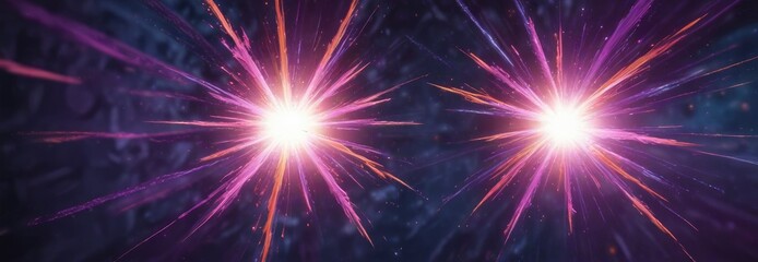 Fototapeta premium Pink star explosion against a deep blue background with swirling purple and orange hues , space, nebula