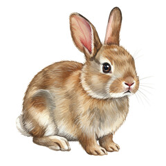Fototapeta premium Adorable Brown Rabbit Watercolor Illustration Cute Bunny Animal Wildlife Nature Pet Art Long Ears 
