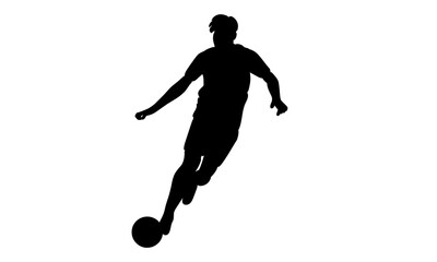 silhouette of football player kicks the ball