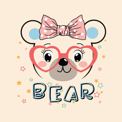 Cute and adorable bear vector character with a joyful expression and playful design
