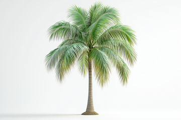Fototapeta premium Tropical Palm Tree with Lush Green Fronds Isolated on White Background for Designs