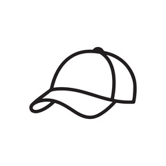 Black outline baseball cap illustration on white background