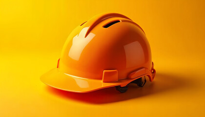 Fototapeta premium Yellow safety helmet isolated on yellow background.