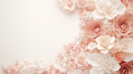 Fototapeta premium Elegant Pastel Paper Flower Arrangement: A Delicate Floral Design