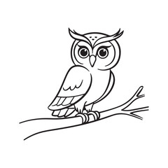 Cute Owl black icon, isolated on white background. Vector illustration.