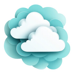 Fototapeta premium Cyan Cloud Cutout, soft rounded edges, embossed details, perfect for dreamy themes, transparent background, versatile design element