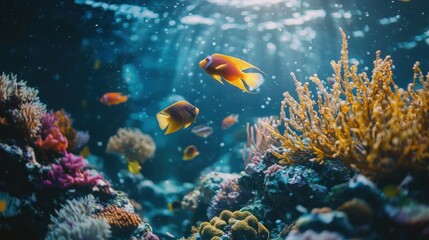 Fototapeta premium Vibrant Underwater Paradise: A Symphony of Coral and Fish