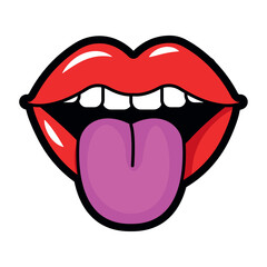 Red Lips with Tongue Out Pop Art Illustration