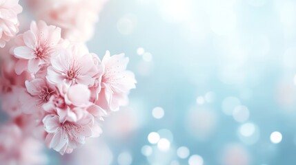 Delicate Pink Cherry Blossoms in Springtime Bloom