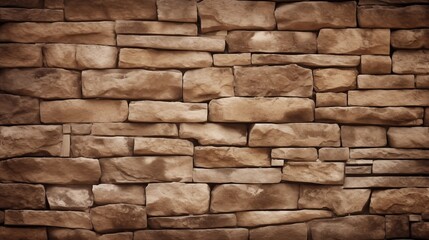 Obraz premium Rustic Stacked Stone Wall with Natural Brown Rock Pattern and Rough Surface