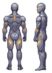Pixel Art Robot Body Design - Futuristic Tech Illustration