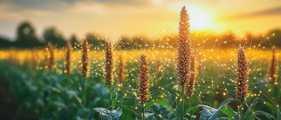 Golden Hour Meadow: A field of tall grass bathed in the golden glow of the setting sun, creating a tranquil and serene atmosphere. The delicate blades of grass sway gently in the breeze.
