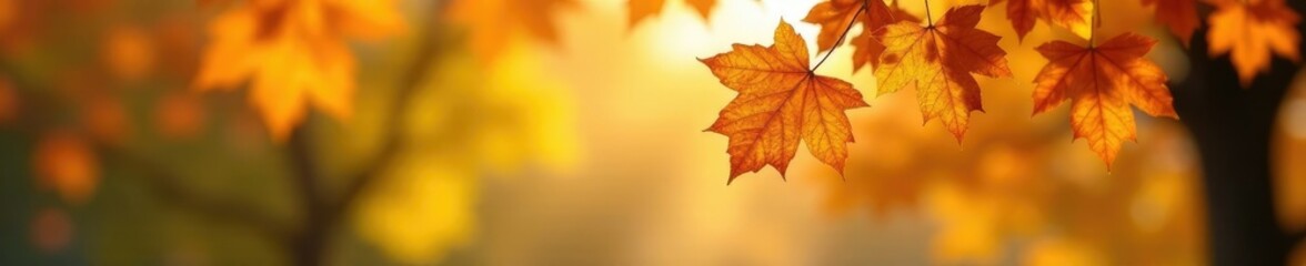 Fototapeta premium Gentle autumn breeze blows through oak leaves, fall season, photograph, leaves