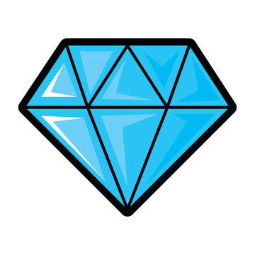 Shiny Blue Diamond Pop Art Illustration