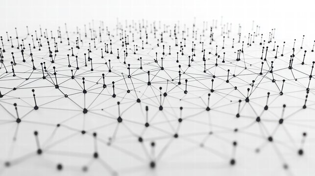 Abstract Connection Network with Black Dots on White Background