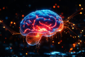 Fototapeta premium concept of a human brain full with creativity, shows multiple colors and action.