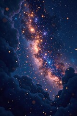 Sparkling Fairy Dust Falls from Starry Night Sky, starry night, fairy dust, fall