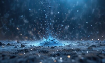 Sparkling dust motes suspended in a blue mist, ancient mysticism, sparkling particles