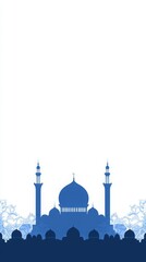 Fototapeta premium Blue Mosque Silhouette Islamic Architecture Ramadan Greeting