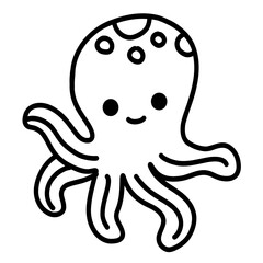 Cute octopus doodle icon logo hand drawn illustration sea animals underwater marine nautical svg transparent coloring kids