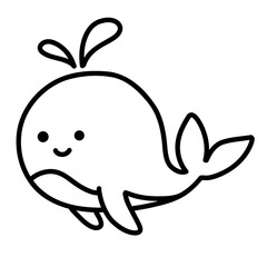 Cute whale fish doodle icon logo hand drawn illustration sea animals underwater marine nautical species mammal svg transparent coloring kids