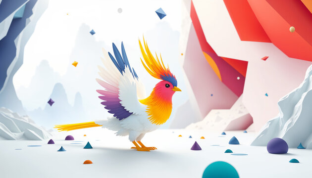 a realistic cinematic white chinese loong bird lum