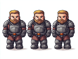 Fototapeta premium Pixel Art Warriors in Armor