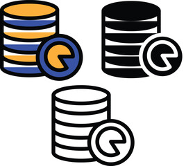 Stacked Coins Icon in Blue and Gold - Finance and Wealth Management Symbol with Transparent Background