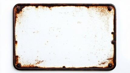 Rusty metal sign ideal for customization or decoration.