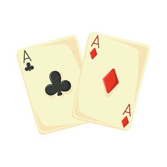 Two playing cards ace and diamond illustration