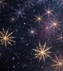 Sparkling abstract pattern with glittering stars and snowflakes, winter wonderland, frosty night, abstract