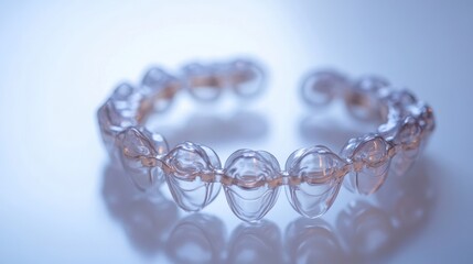 Dental aligners for orthodontics on a white background