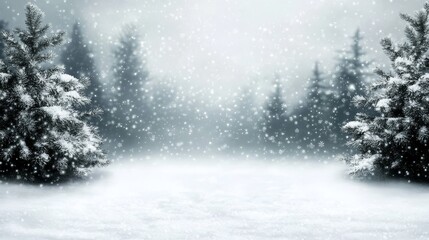 Fototapeta premium A tranquil winter landscape covered in soft snowfall.