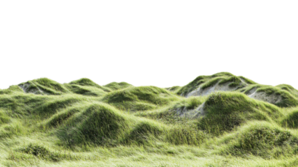 Grassy hills seamlessly blend with transparent background, creating a natural landscape