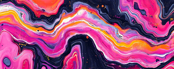 Vibrant Pink Abstract Fluid Art Illustration