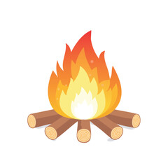 Campfire Vector Illustration – Cozy Outdoor Bonfire Design
