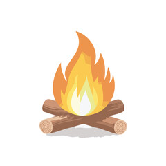 Campfire Vector Illustration – Cozy Outdoor Bonfire Design