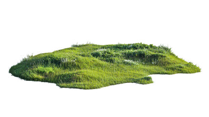 Fototapeta premium Lush green grassy hillock isolated on transparent background