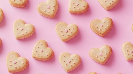 Obraz premium Heart-shaped cookies on pink background
