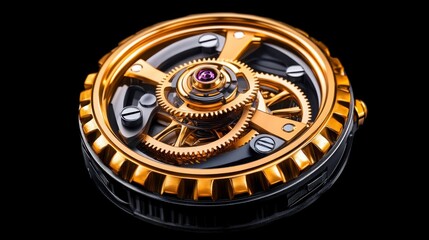 Intricate Gold-Crafted Watch Mechanism with Exposed Gears and Cogs