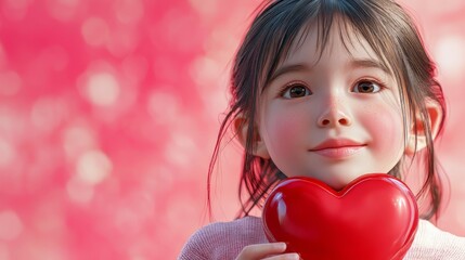 Young girl holding a heart