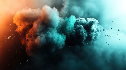 Colorful smoke cloud with vibrant hues swirling in the air creating an abstract artistic background