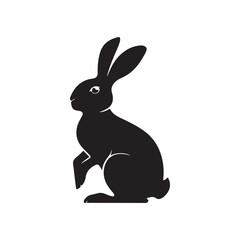 Rabbit icon. Black Rabbit silhouette vector illustration isolated on white background.