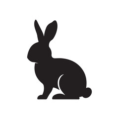 Rabbit icon. Black Rabbit silhouette vector illustration isolated on white background.