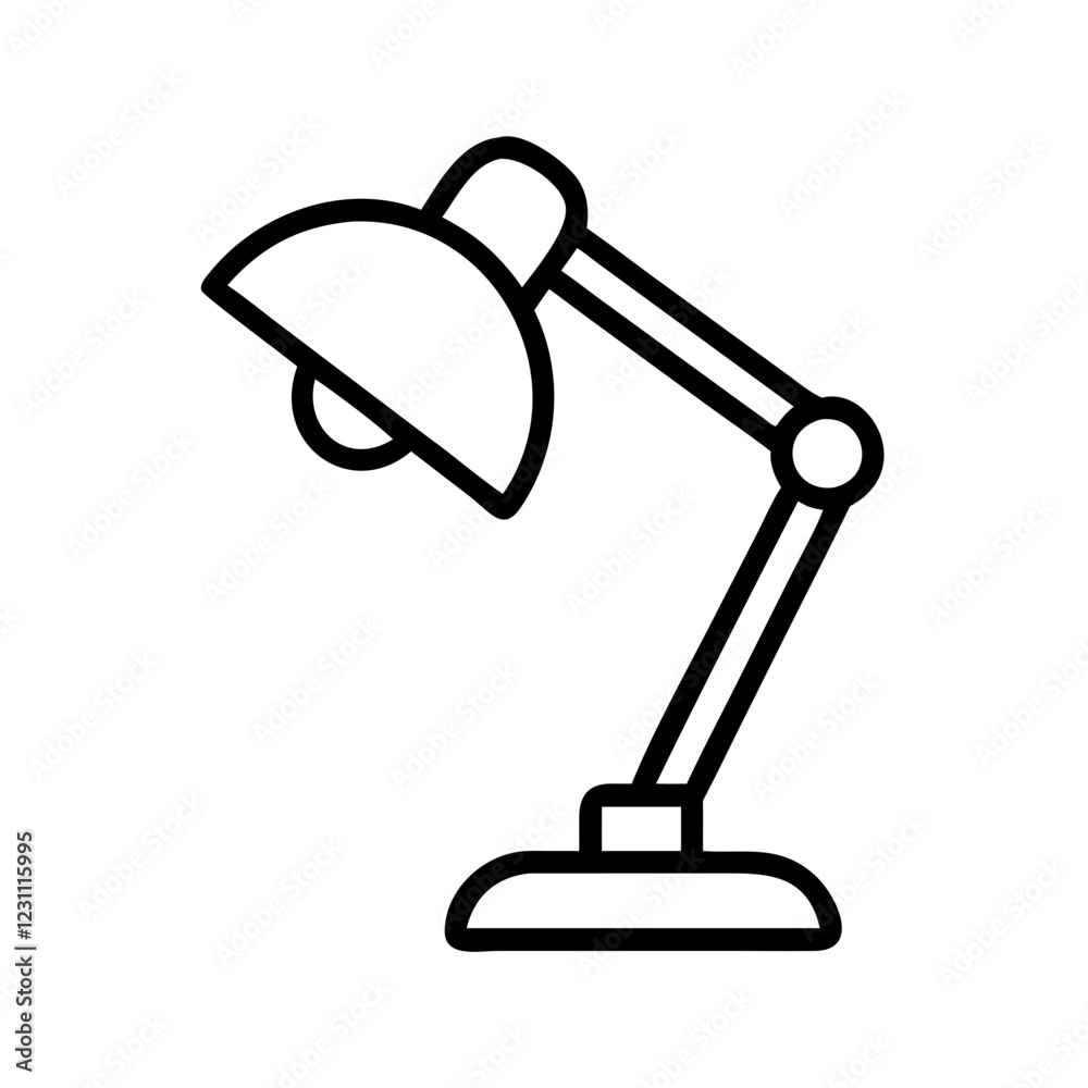 Poster Desk Lamp Vector Icon – Illumination & Workspace Symbol