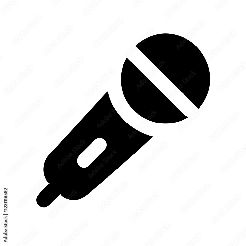 Poster microphone vector icon – audio & sound recording symbol