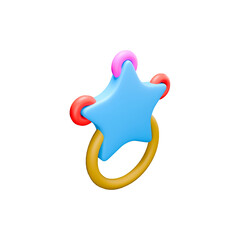 a 3d rendered illustration of toy star for baby with no background